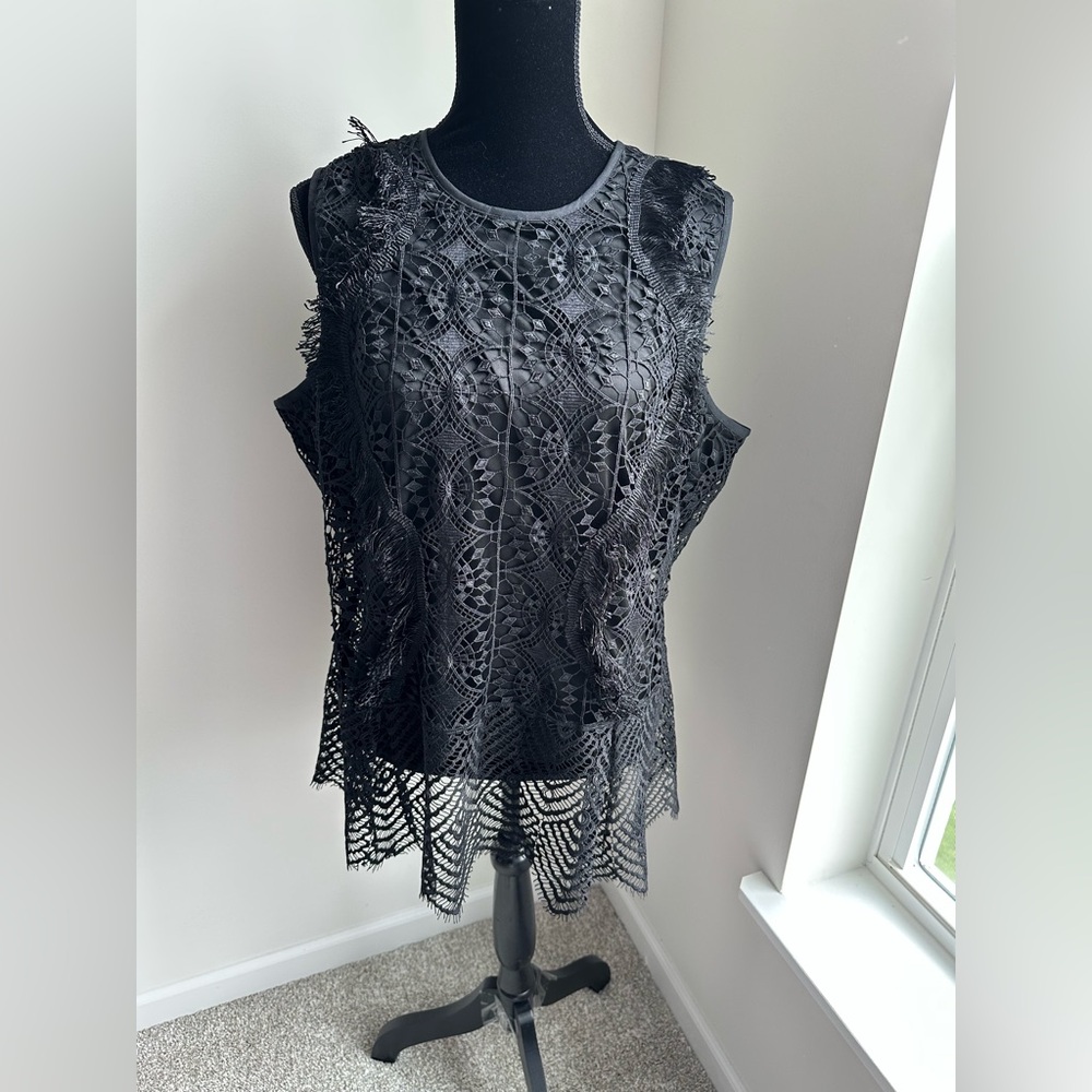 Women’s Mod X Black Lace‎ Fringe Tank Top